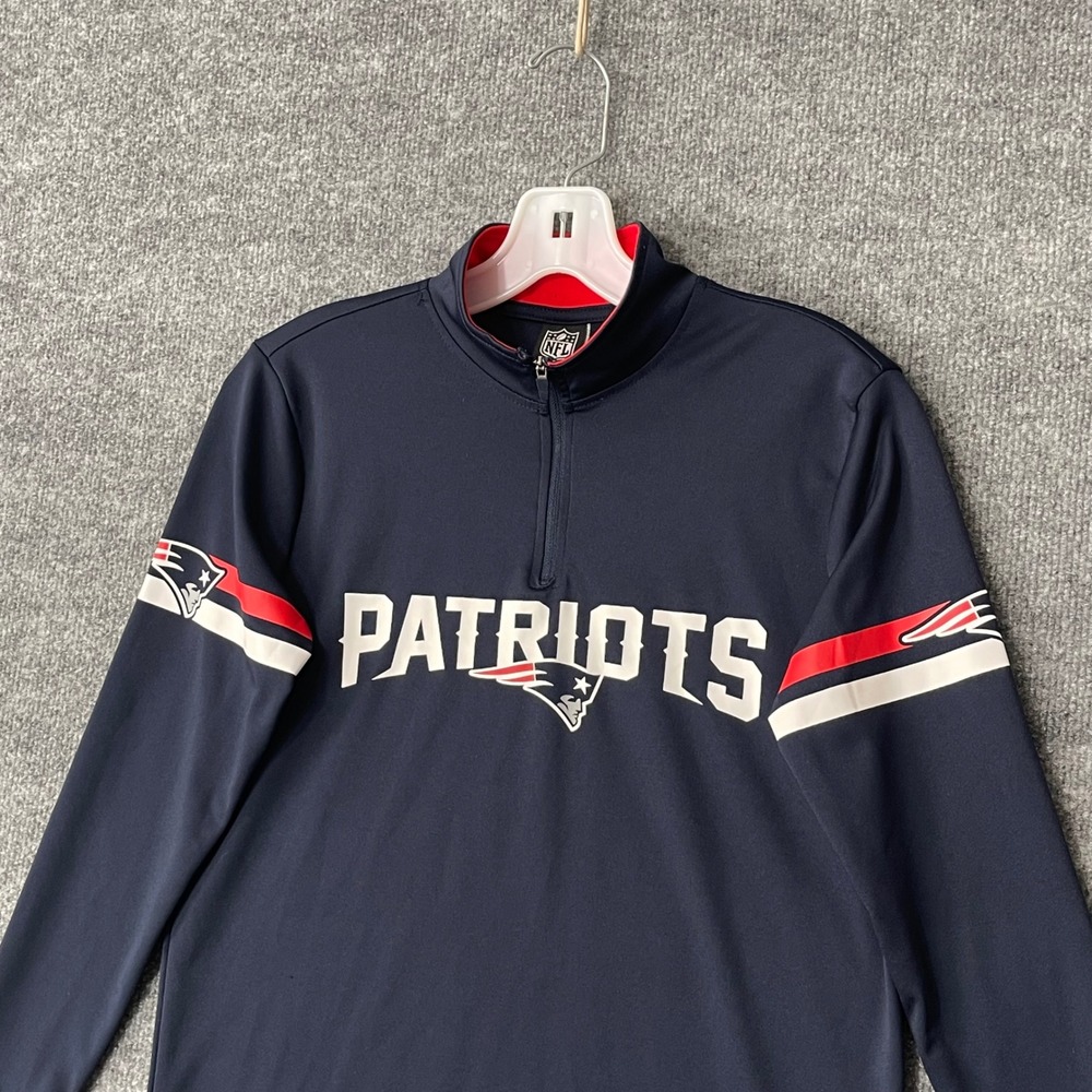 New‎ England Patriots Navy Blue 1/4 Zip Performance Pullover Size L Kids NFL